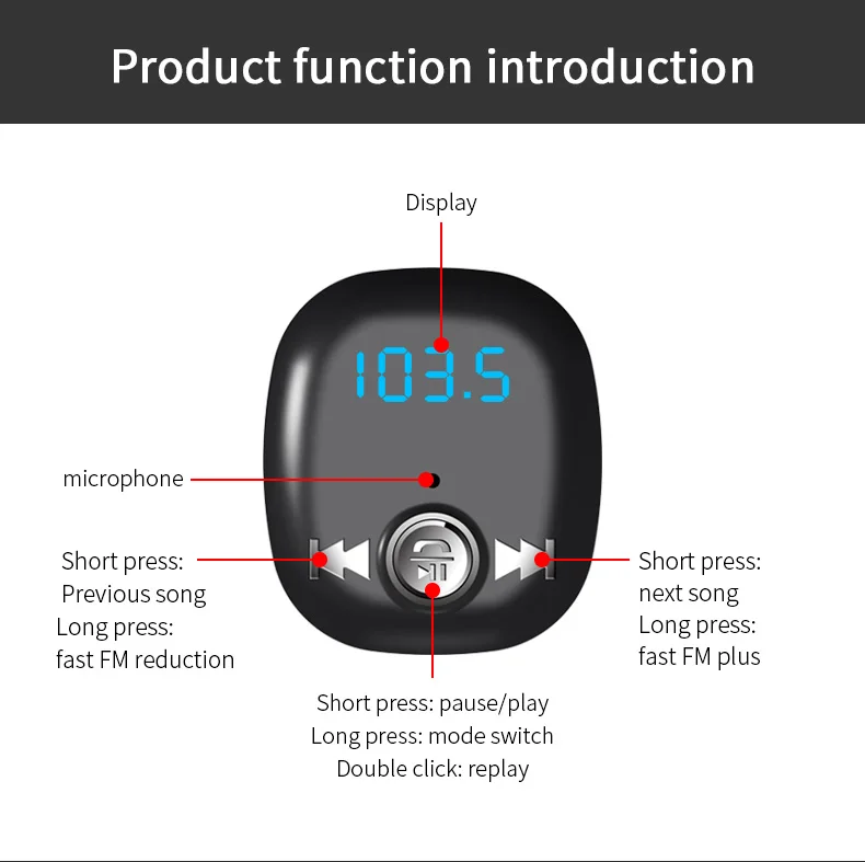 Jilang fm-передатчик Bluetooth Handsfree автомобильный комплект Автомобильный аудио mp3-плеер с 2.4A двойной USB Автомобильное зарядное устройство Поддержка U диск/TF карта