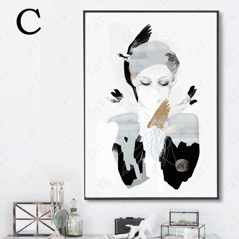 Черно-белая Скандинавская Геометрическая надпись Олень Любовь художественная