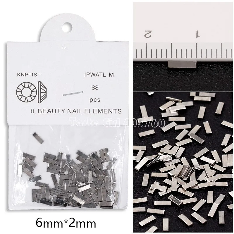 6mm Black 100 шт./пакет Япония 5 длин цвета: золотистый, серебристый black rose металлических штангах сплава Nail Art сотрудников палка украшения с драгоценными камнями дизайна маникюра - Цвет: 6mm Black