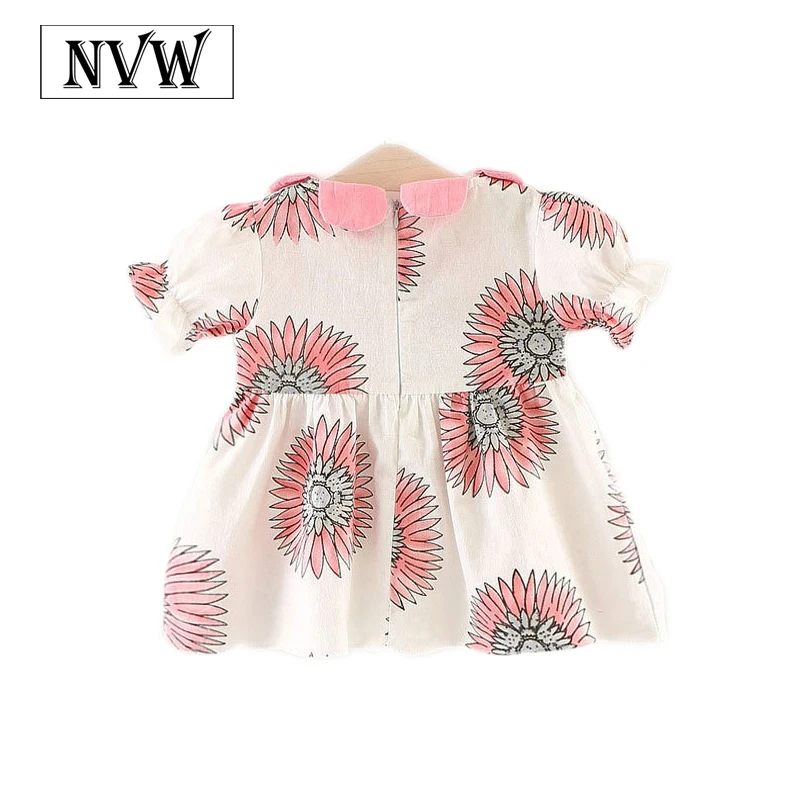 Бесплатная доставка летнее детское платье с коротким рукавом воротничками и