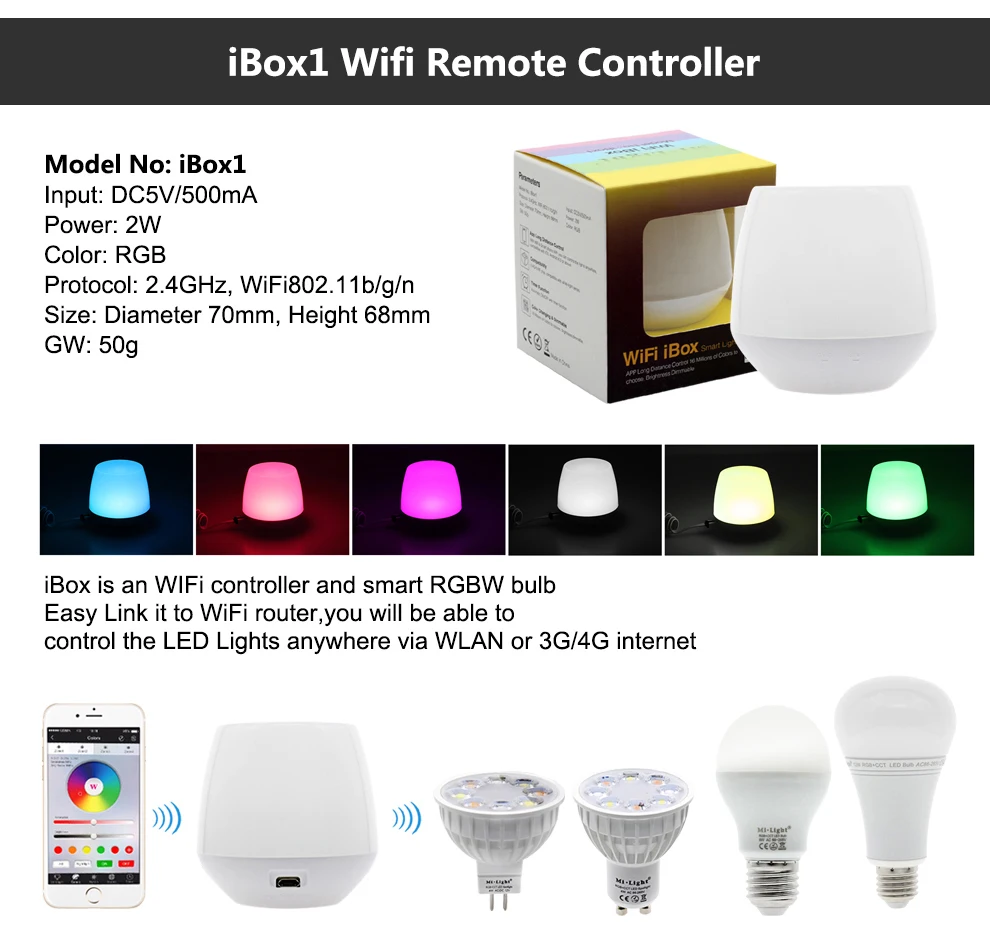 Умный светодиодный светильник RGB+ белый+ теплый белый сменный и Диммируемый 2,4G Wifi Пульт дистанционного управления умный светодиодный светильник E27 GU10 MR16 Светодиодный светильник