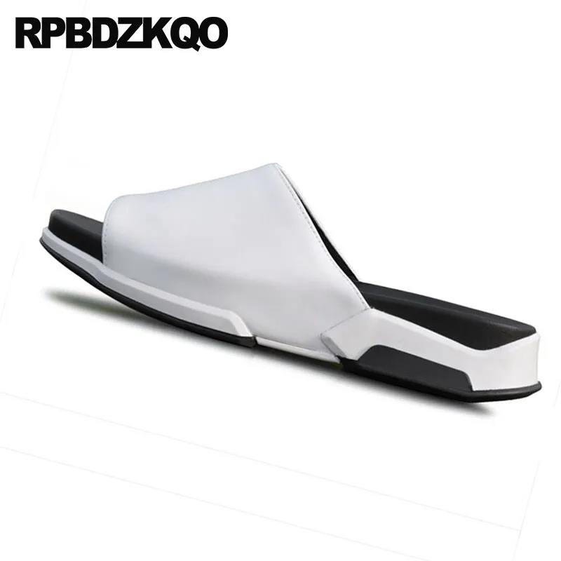 Шлепанцы мужские без застежки натуральная кожа открытый носок сандалии летняя