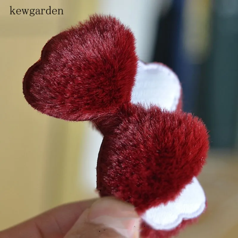 Kewgarden имитация кролика плюшевый бант DIY волосы лук брошь материал аксессуары ручной работы бант 4*6,5 см 30 шт./лот - Цвет: WINE RED