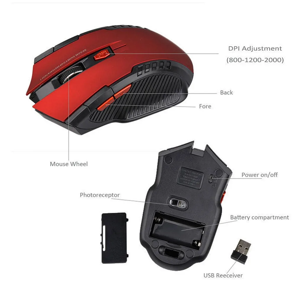 Hot 2.4Ghz Mini Wireless 2400DPI Optical Gaming Mouse For PC Gaming Laptops New Game Wireless Mice with USB Receiver