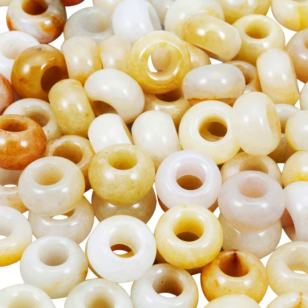 

TUMBEELLUWA 1Lot (20Pc) Yellow Stone Large Hole Rondelle Loose Beads Fit European Charms Bracelet,Jewelry Makings