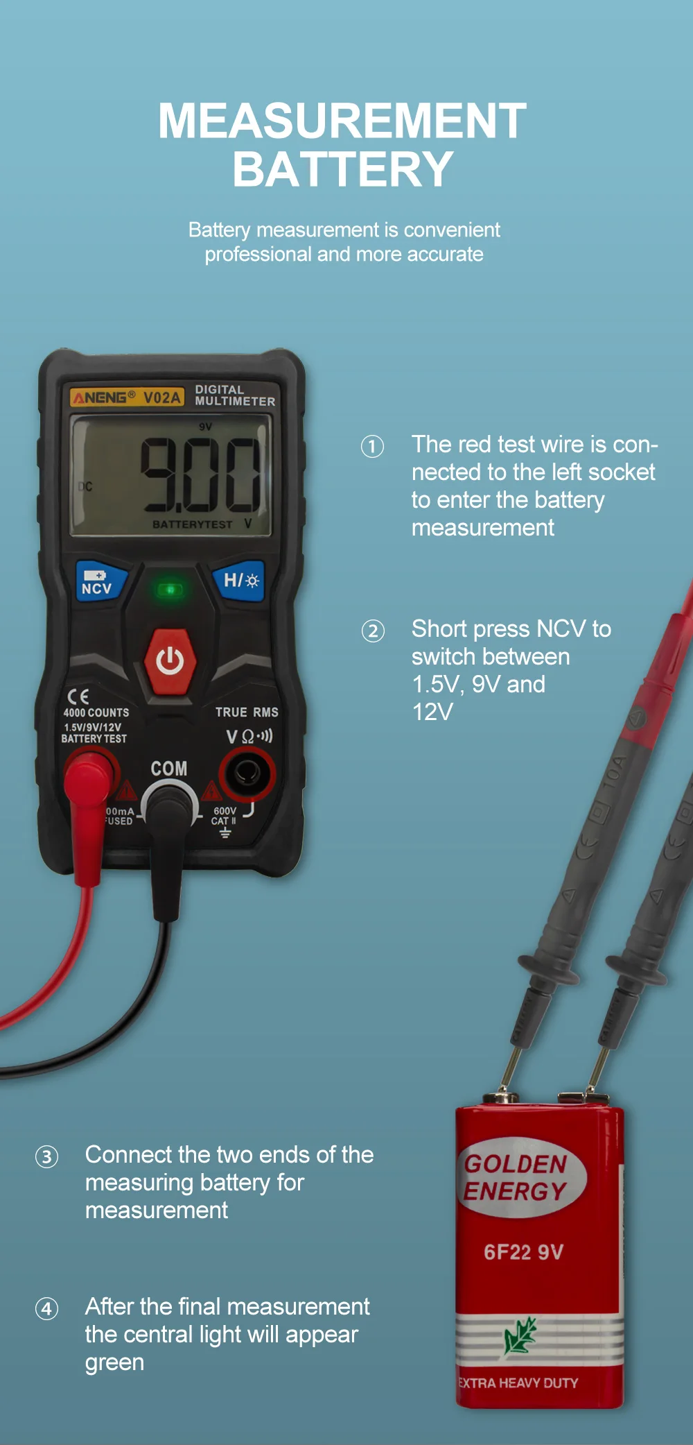 V02A AC DC отсчетов ЖК-мультиметр цифровая Профессиональная установка для измерения параметров конденсаторов NCV ESR метр портативный мини мультиметр рихметры