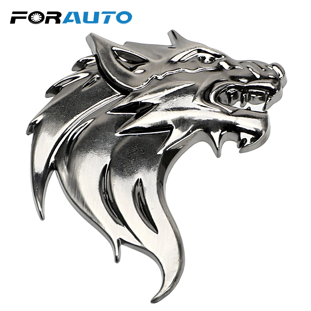 FORAUTO Автомобильная наклейка эмблема волк голова бейдж 3D металлическая