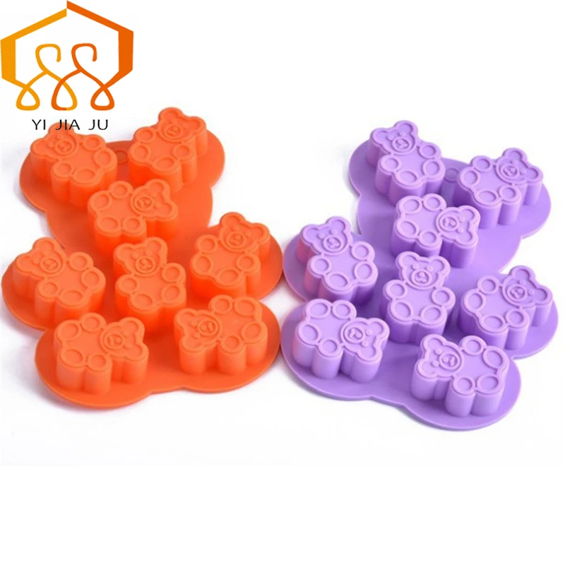 

Little Bear Shape Mold Seven-hole Fondant Cake Silicone Mold Candy Jelly Chocolate Mould Cake Decorator Baking Tools