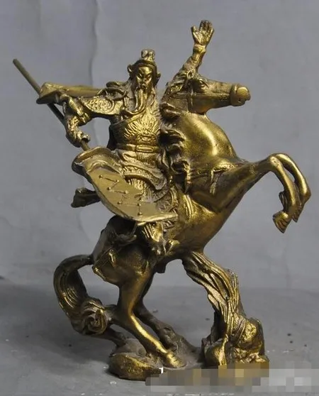 YM 308 Chinese Brass Copper guangong guanyu Warrior Generals Heroes Ride Horse Statue | Дом и сад