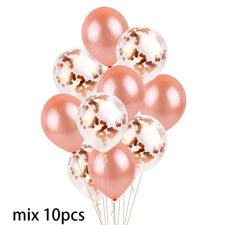 mix 10pcs 10 дюймов толстый розовый из белого латекса воздушный шар 18 дюймов Розовая фольга Гелиевый шар Свадебное предложение конфетти шар День Рождения украшения - Цвет: mix 10pcs
