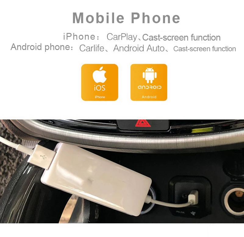 Carlinkit USB Smart Car Link Dongle для Android Auto/iPhone Carplay Mode HD 1080P дисплей/функция отправки сообщений
