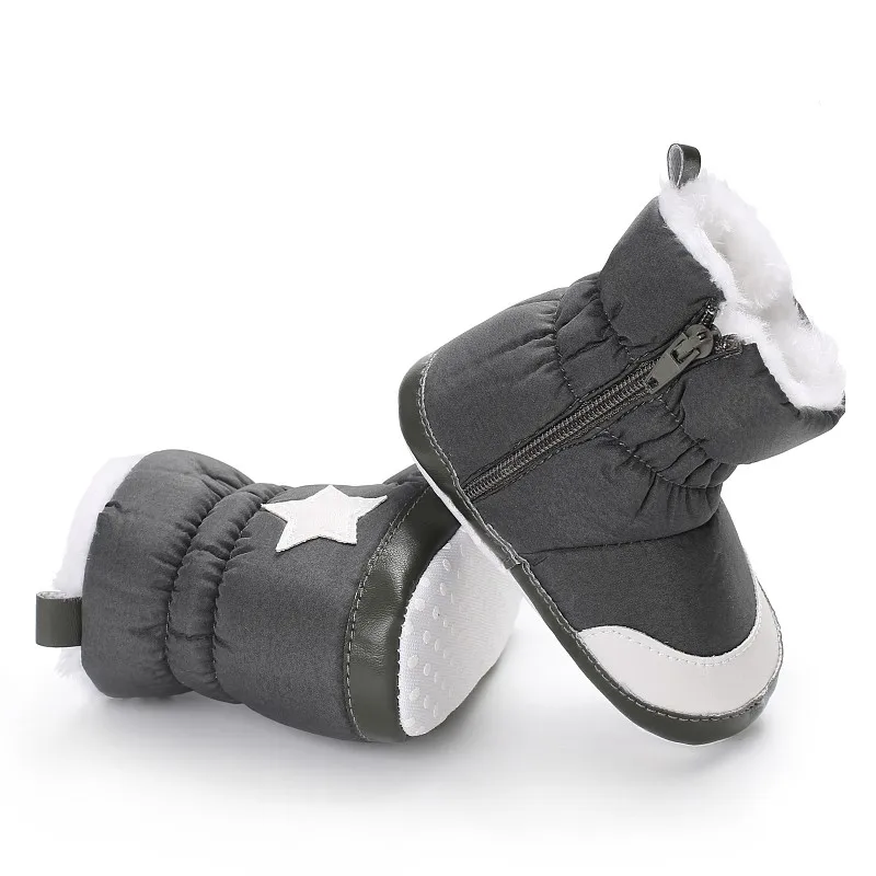 Black 0-18M Winter Baby Girl Boy Booties Infant Toddler Snow Boots Newborn Warm Anti-slip Soft Sole Shoes Fashion Anti-dirty - Color: Black