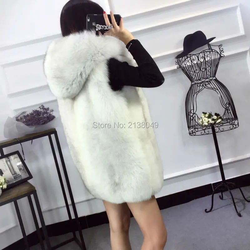 SF0186 женский модный тонкий жилет из натурального Лисьего меха/короткий