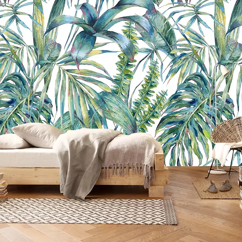 3D обои современные расписанные вручную тропические листья фото настенные фрески