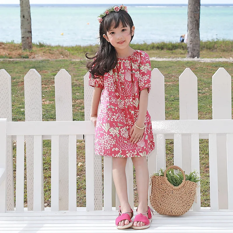 2019 Summer New Korean Girls⟺shion Cotton Short Sleeve Children's Broken Flower Dresses Lovely Retro Dress | Детская одежда и