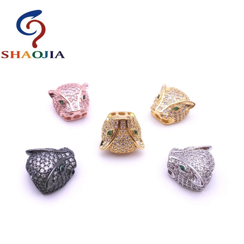 Высокое качество зеленый глаз бусины в форме головы леопарда микро проложить со