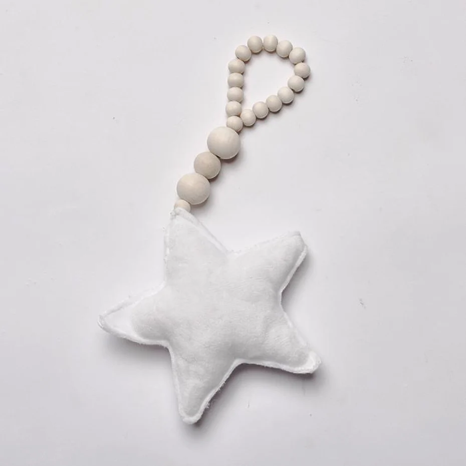 White Star 1 шт. деревянный кулон со звездой Сердце Мягкие Плюшевые настенные игрушки для детского подарка украшения детской комнаты деревянные бусины DIY ремесла подвесной кулон - Цвет: White Star
