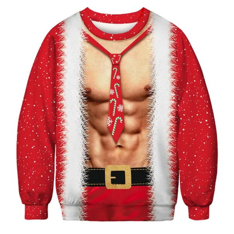 Christmas sweater 3D digital print pullover new round neck long sleeve loose large size couple | Женская одежда