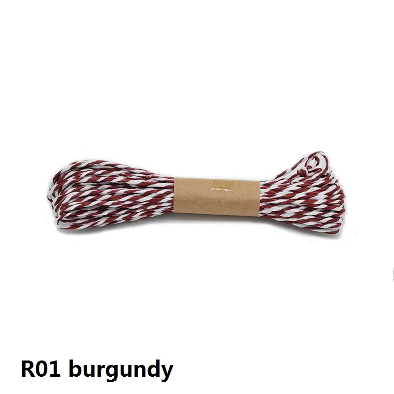 R01burgundy 10 м 14 цветов DIY скрученная бумажная рафия ремесло подарок оберточная бечевка веревка нить скрапбукинги приглашение цветок украшение - Цвет: R01burgundy