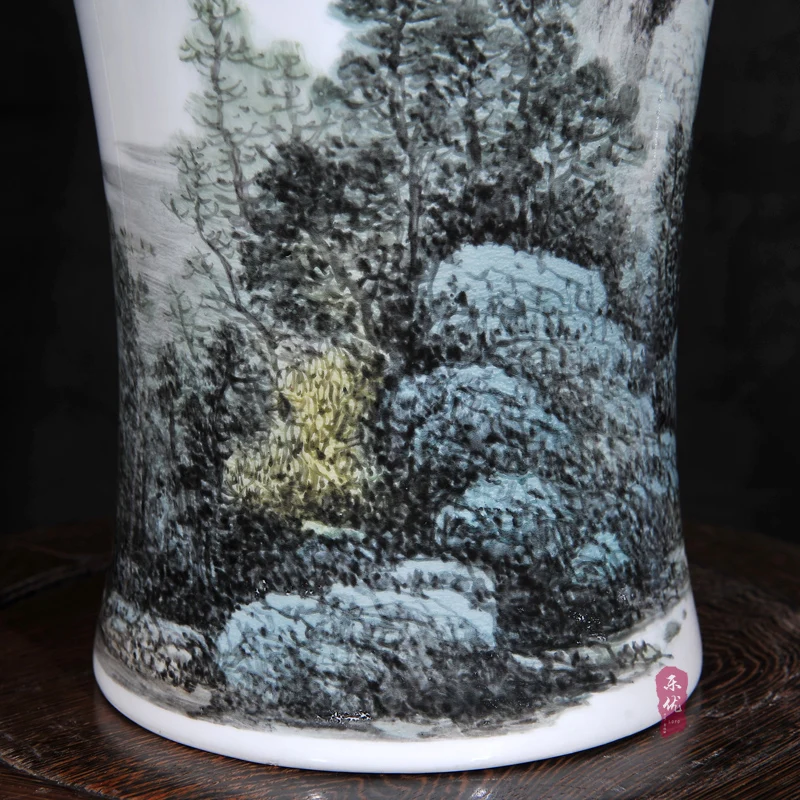 Керамика Li Dongming роспись пастельный фарфор ваза гора Huangshan smoke домашний интерьер