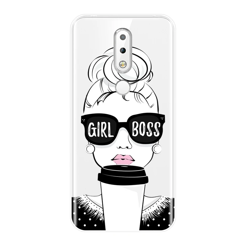 Задняя крышка для Nokia 7 1 6 5 3 2 Plus Girl Boss Pink Women Силиконовый мягкий чехол