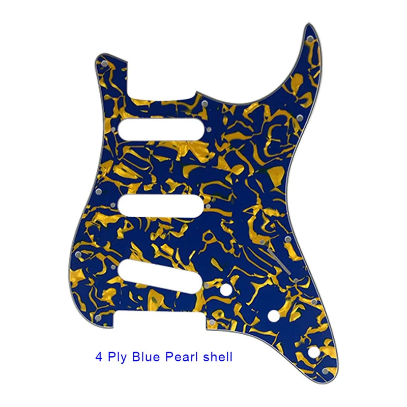 blue pearl shell Pleroo 11 Отверстие под винт Гитара накладку для США/Мексика Fender Stratocaster Стандартный SSS St к царапинам плиты с винтами мульти - Цвет: blue pearl shell