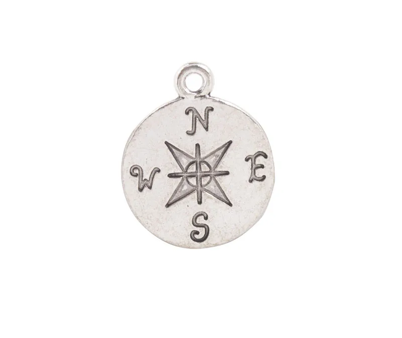 

60PCS Antiqued Silver Color Metal Compass Words Charms
