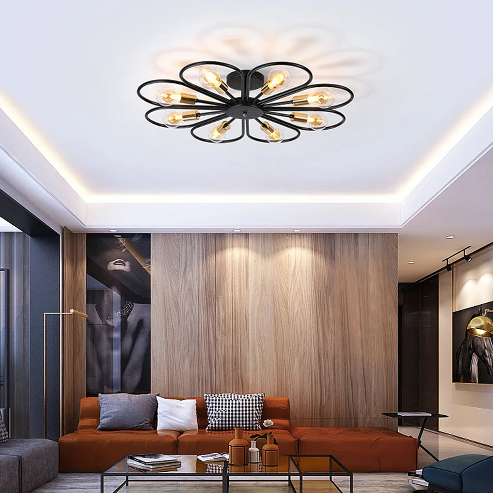 Винтажный промышленный деревенский потолочный светильник с утапливаемым