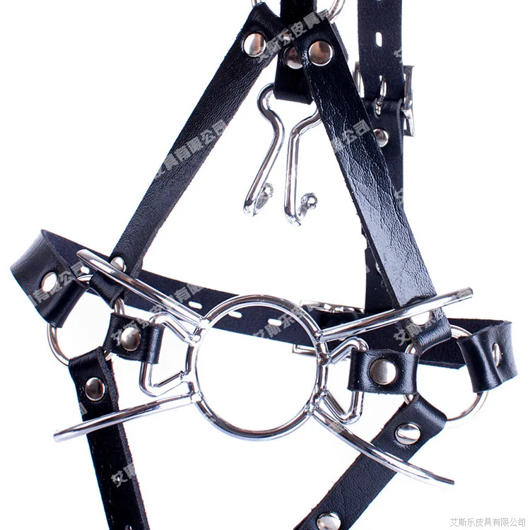 Металлическое кольцо на губах для маски гаг из кожи, открытый оральный фетиш, рабство БДСМ, эротический костюм, секс-игрушки для взрослых.