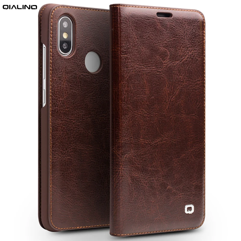 Чехол-книжка QIALINO для Xiaomi Mi 8 6 21 дюйма из натуральной кожи с отделением карт |