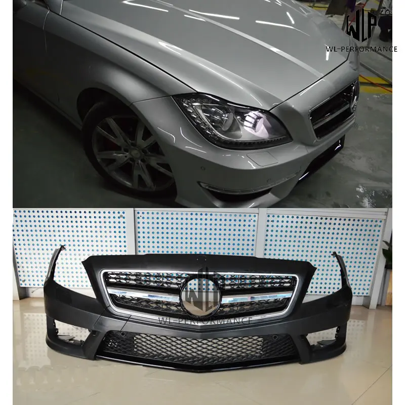 W218 CLS комплект кузова автомобиля PU Неокрашенный передний бампер задний диффузор