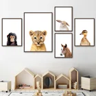 Постеры и принты в скандинавском стиле, медведь, кролик, тигр, лошадь, обезьяна, животные, настенная Картина на холсте, настенные картины, декор для детской комнаты