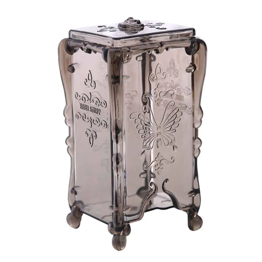 

European style embroidered cotton storage box Acrylic transparent desktop cotton pad Box Nail beauty salon supplies