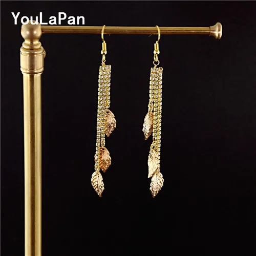 earring YouLaPan HP174 свадебная тиара Золотые листья свадебная корона для волос Свадебные украшения для волос Свадебная Корона Свадебные аксессуары для волос - Окраска металла: earring