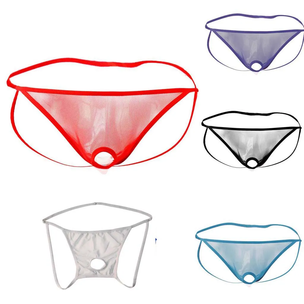 Мужские трусы с открытой передней сеткой G String Pouch нижнее белье фиолетовые