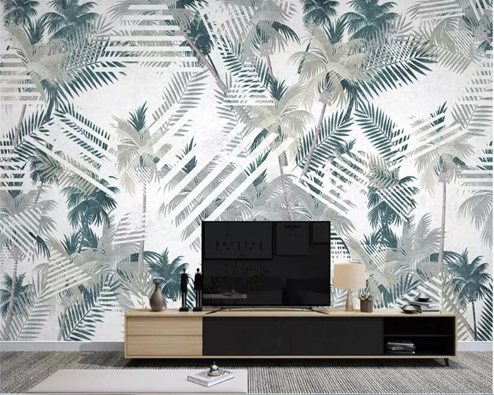 

beibehang papel de parede 3d Tropical plant leaf geometry wallpaper line tv background wall painting 3d wallpaper for walls 3 d