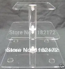 

wedding decoration 3 Tier hot sell unique square clear Layout Beautiful Acrylic Cupcake Stand Party / Wedding / Festival Supplie