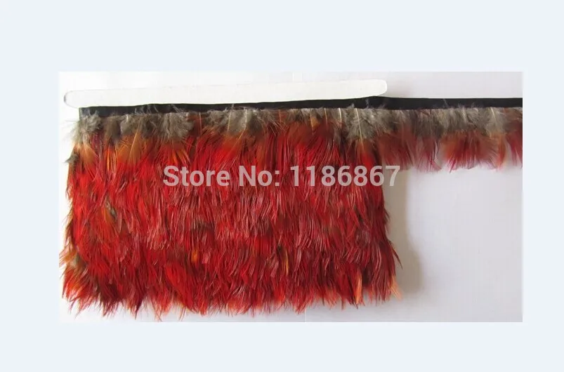 Лидер продаж! 10 ярдов/партия золотые перья фазана красная отделка Золотая