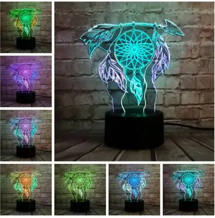 7 color change Валентина колокольчики настольная лампа переключатель Ловец снов 3D сенсорный Ночной светильник для спальни вечерние настольные декоративные лампы для детей Рождественский подарок - Испускаемый цвет: 7 color change