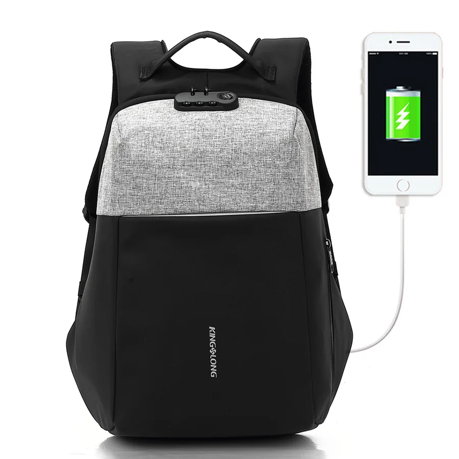 KINGSLONG Новый Анти-Вор Дизайн USB для подзарядки рюкзак замок Для мужчин мода