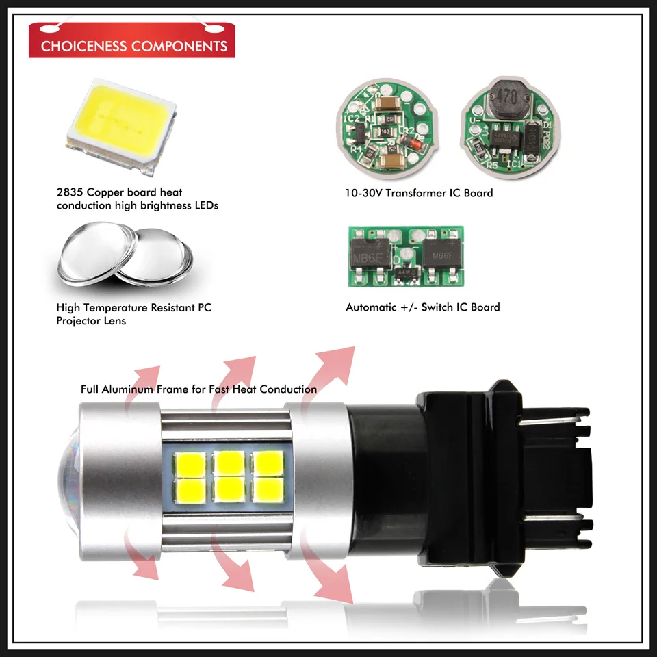 2шт 12В 27SMD светодиодный чип T25 P27W светильник P27/7W DRL указатель поворота 3156 3157 фонарь