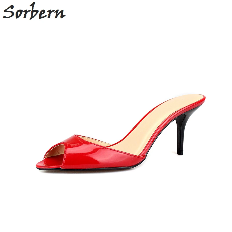 Sorbern/пикантные Летние босоножки шлепанцы на высоком каблуке открытые с открытым