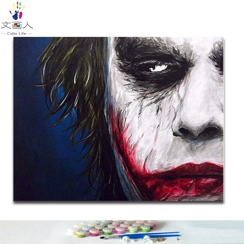 DIY colorings pictures by numbers with clown picture drawing painting framed Home | Дом и сад