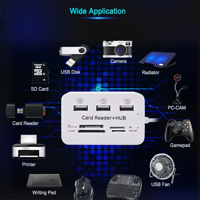 Micro usb-хаб 3 0 Combo порта Кардридер высокоскоростной USB-разветвитель все в одном USB