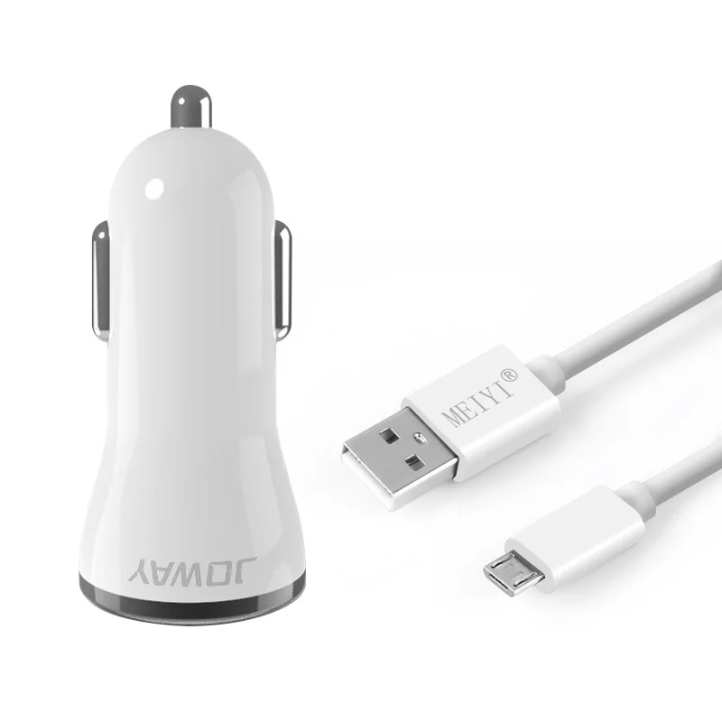 JOWAY 2 USB выход Автомобильное зарядное устройство 2.4A Макс(реальная) Быстрая зарядка+ микро USB кабель Android кабель 2 м 3 м USB шнур провод для samsung htc LG - Тип штекера: white 200cm cable