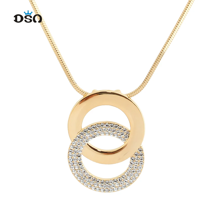 Женская круглая подвеска ожерелье свитер простой стиль золото серебро цепочка с