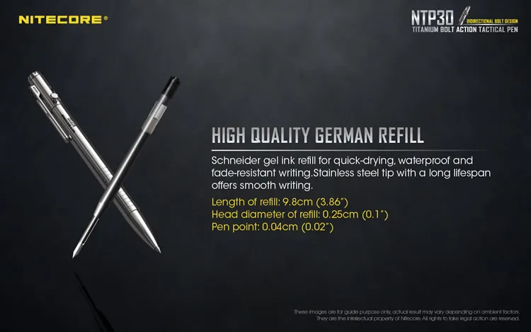 Nitecore NTP30 Болт действие титановый сплав тактическая ручка Самообороны наружные армейские инструменты эргономичный вольфрамовый стальной конический наконечник