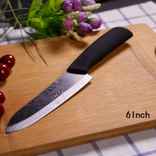 FINDKING качественные керамические кухонные ножи с черным узором, лезвие с держателем, Овощечистка, крышки, набор керамических ножей, набор кухонных ножей, лучший - Цвет: 6 inch with cover