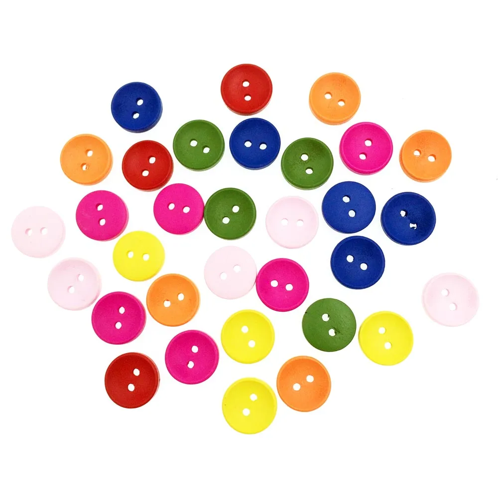 100 шт. Разноцветные деревянные пуговицы для одежды Скрапбукинг аксессуары
