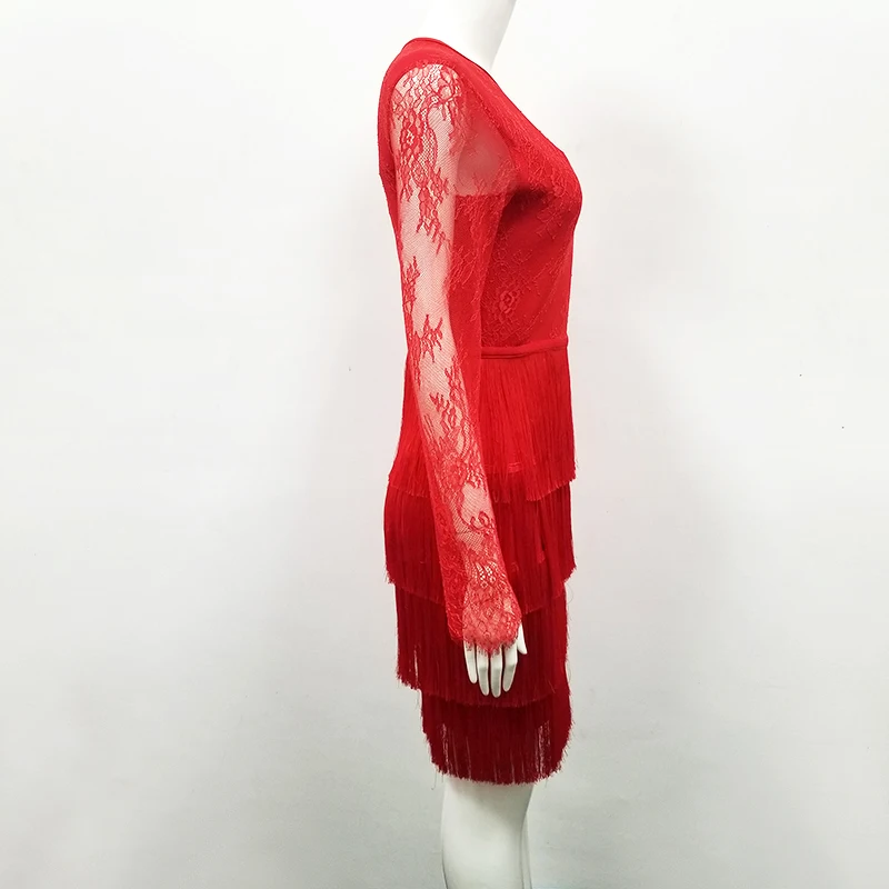 2019 Мини-платье сексуальное платье знаменитостей с открытой спиной и кисточками